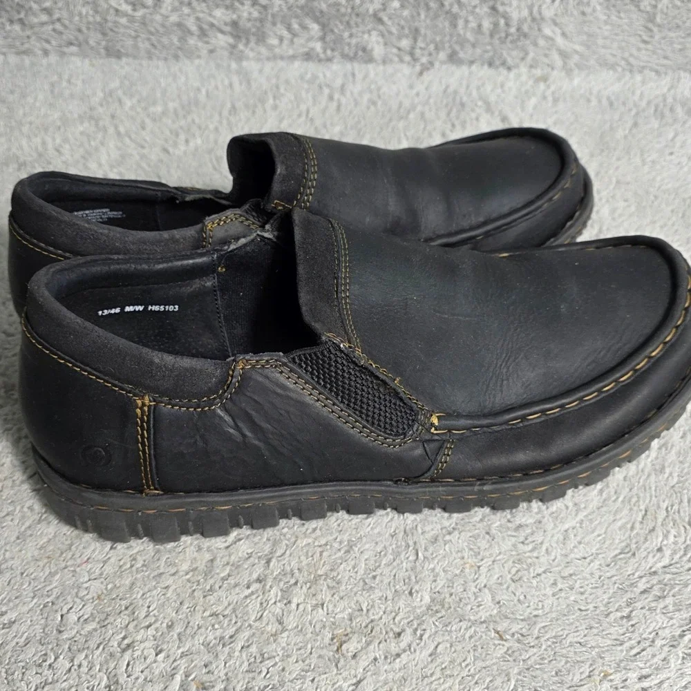 Born Gudmund Black Full Grain Leather Slip On Loafer Shoes Men‎ Size 13 H65103